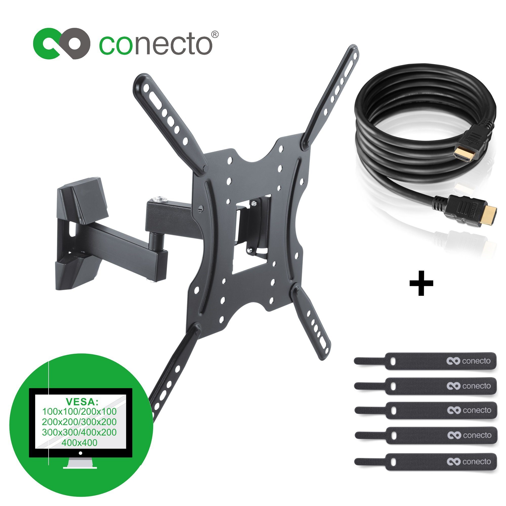 conecto TV-Wandhalterung TV Wandhalter für LCD LED Fernseher & Monitor, (bis 55 Zoll, neigbar, schwenkbar)