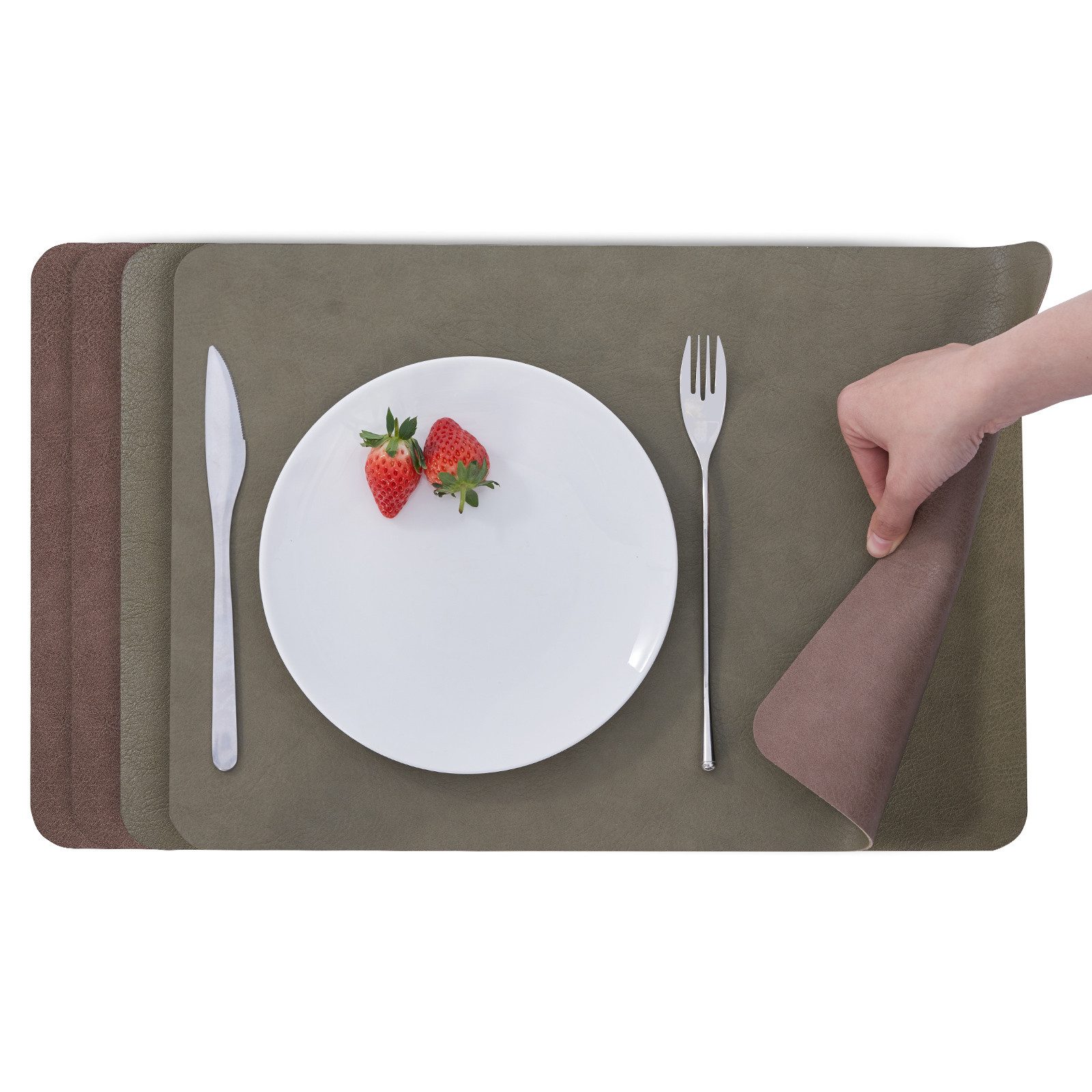 Simurq Platzset Abwaschbar - Beidseitig Nutzbare und Rutschfeste Tischsets, (Platzdeckchen Tischuntersetzer, 4-St., Set mit 4 oder 6 Tischsets), Tischdeko für Esszimmer und Küche