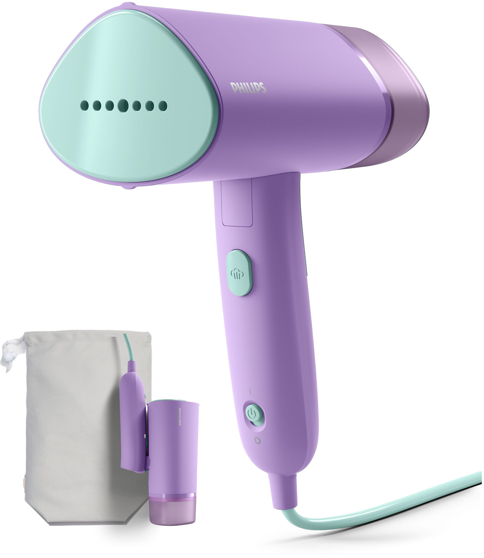 Philips Dampfbürste STH3010 "Traveller", 100 ml abnehmbarer Wassertank, 1000 W, kompakter und einklappbarer Steamer, Aufbewahrungstasche inkl.
