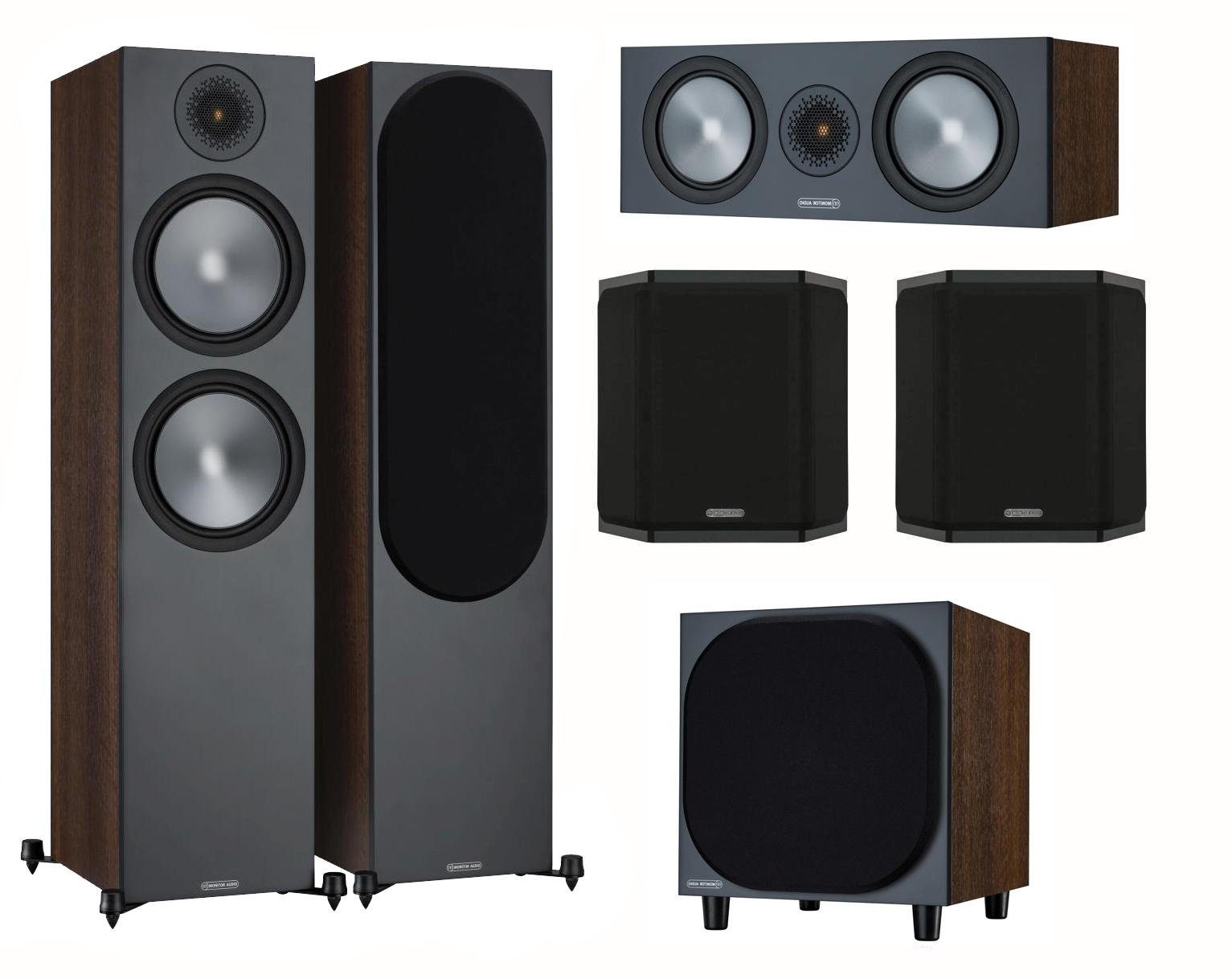 MONITOR AUDIO Heimkinosystem Bronze 6G Cinema 500 Walnuss Lautsprecher-Set 5.1 (nicht zutreffend, 5.1 Heimkino Set)