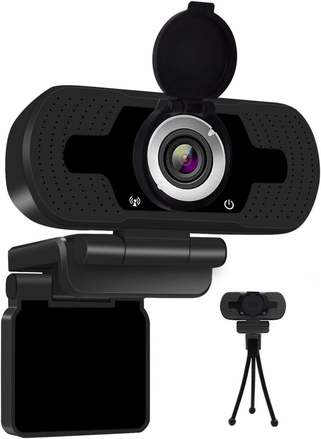 Diyarts Full HD-Webcam (1080P, USB-Anschluss, mit 75° Weitwinkel, Rauschreduzierung, Blickschutzauslöser)