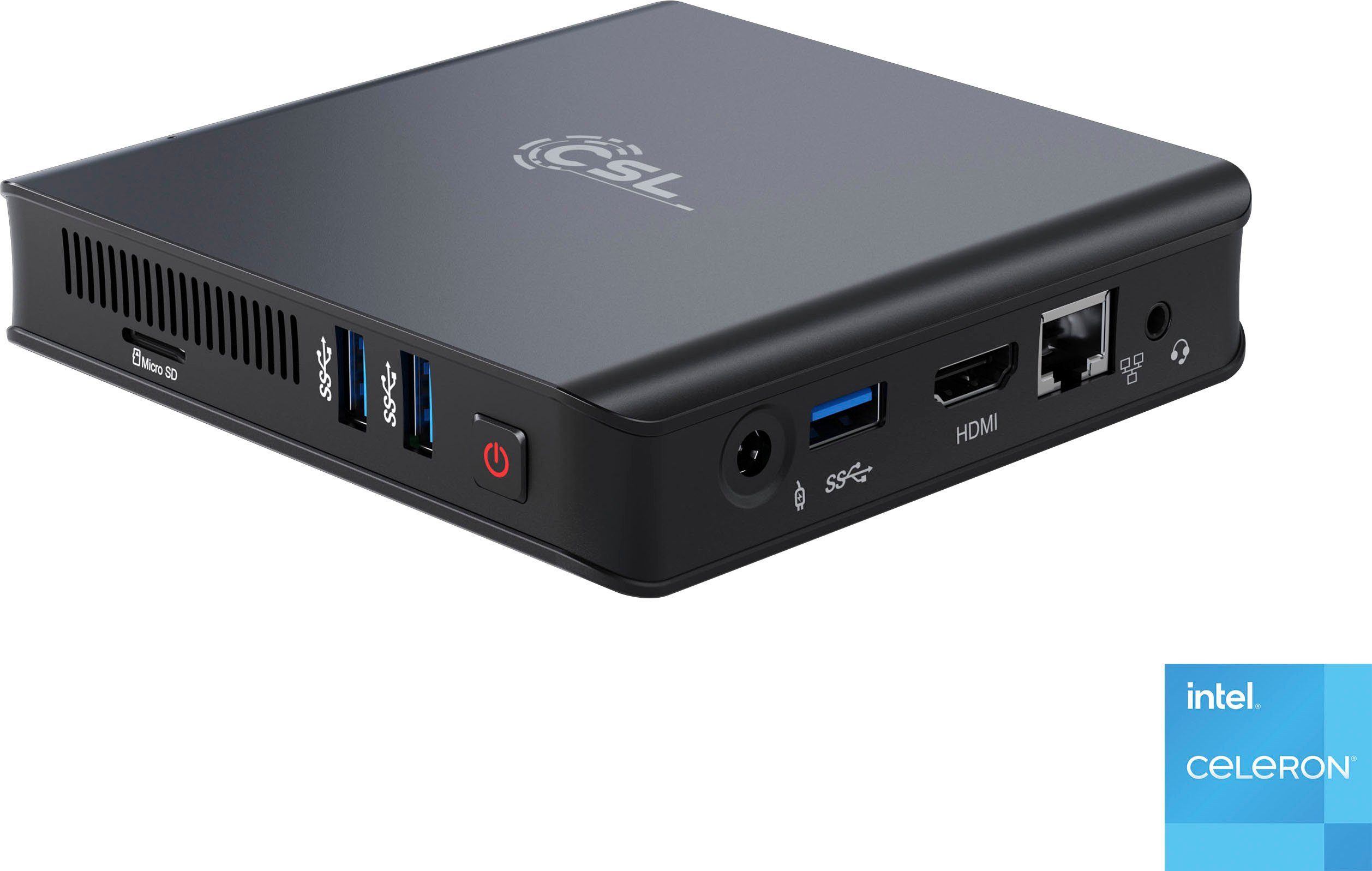 CSL Narrow Box Ultra HD Compact v5 Mini-PC (Intel® Celeron N5100, Intel UHD Graphics, 4 GB RAM, 1000 GB SSD, passiver CPU-Kühler)