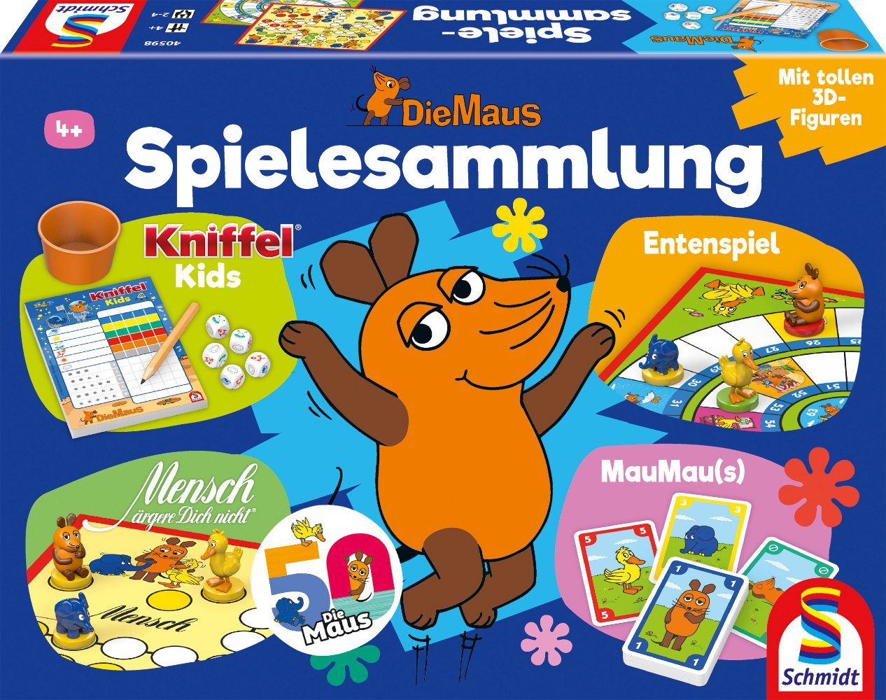 Schmidt Spiele Spielesammlung Die Maus, Kinderspiel, mit 12 original 3D - Figuren