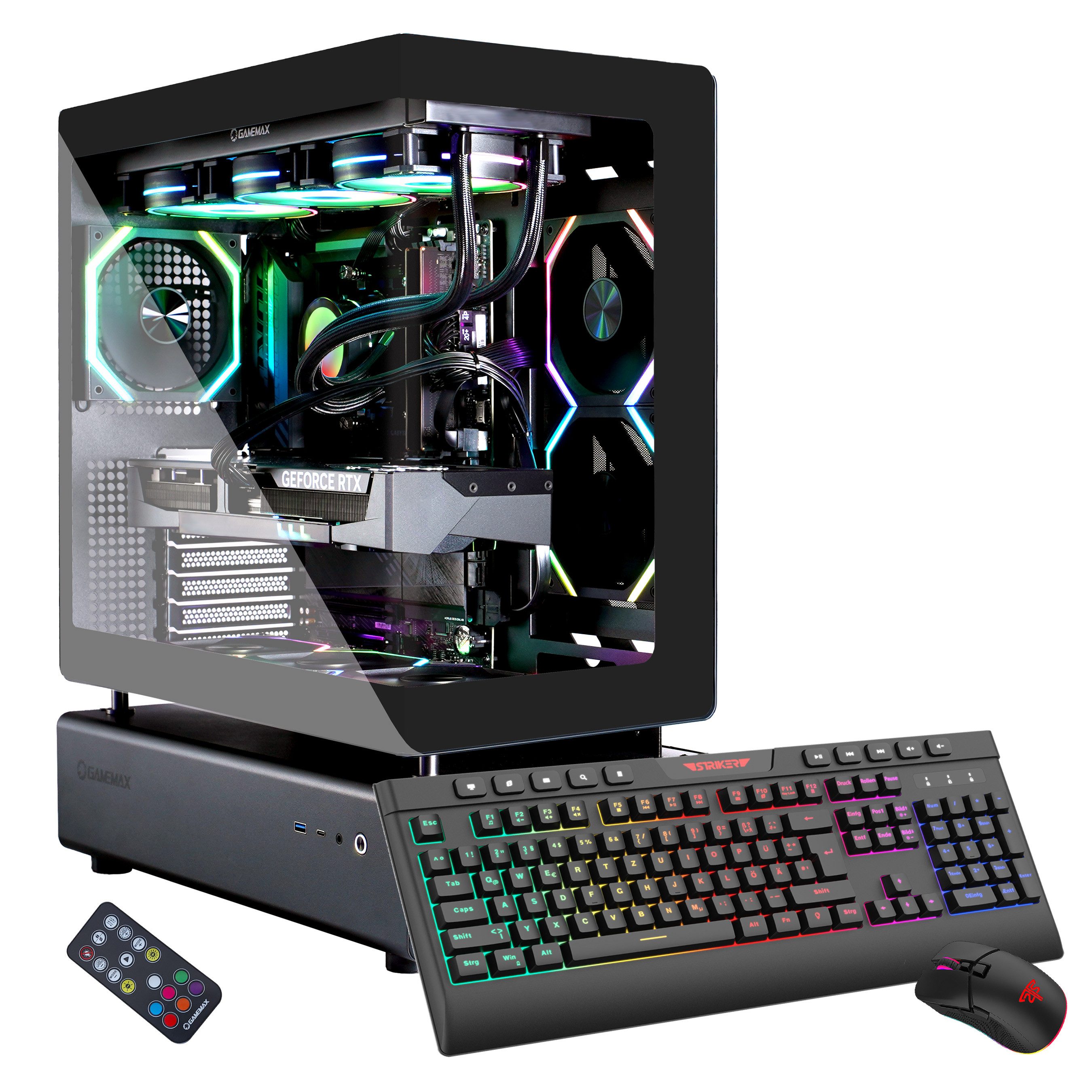GAMEMAX N80 BK 7412 Gaming-PC (AMD Ryzen 9 9950X3D, RTX 5090, 64 GB RAM, 2000 GB SSD, Wasserkühlung, Windows 11, DDR5 RAM, Gen4 SSD)