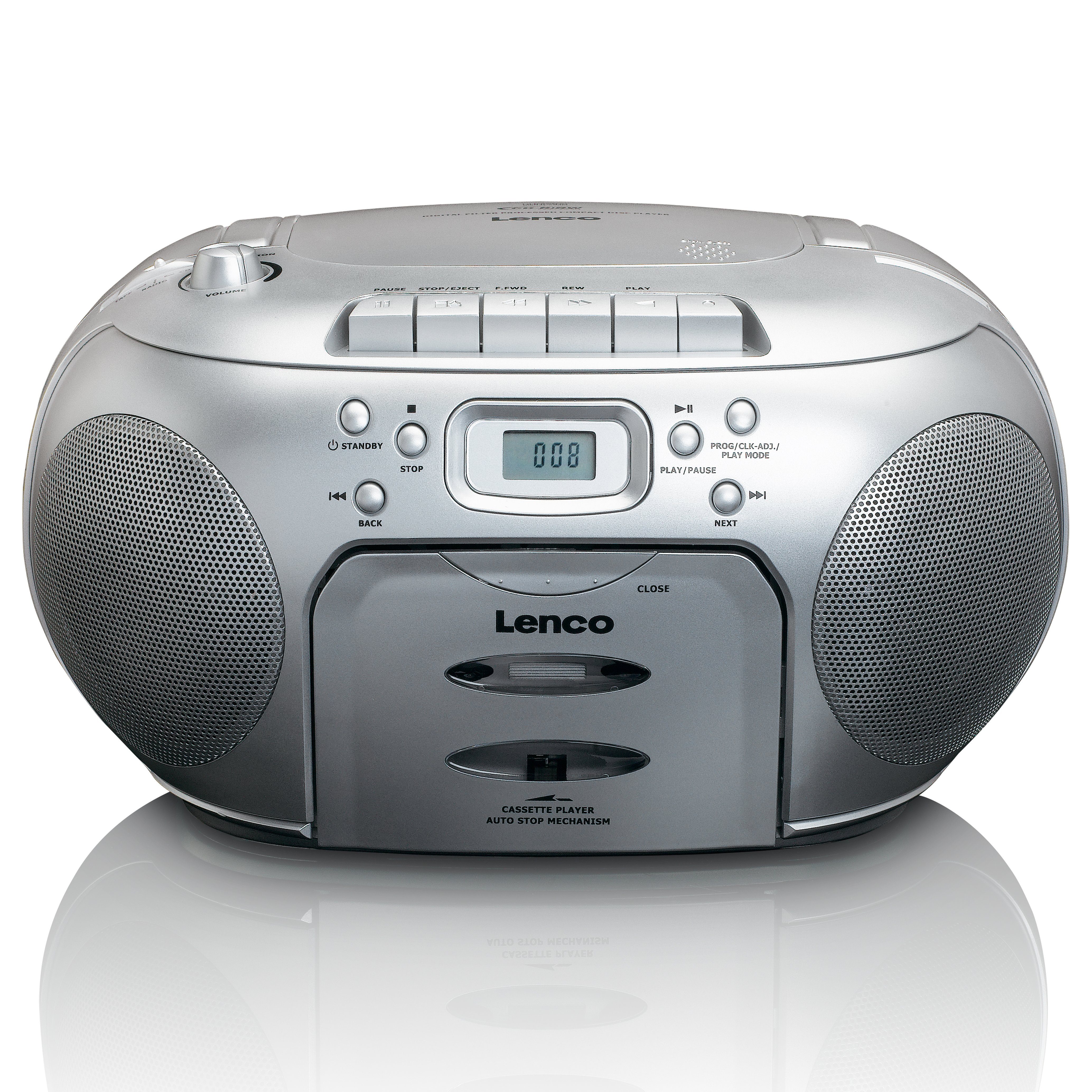 Lenco SCD-420SI CD-Radiorecorder (FM, 4 W, CD -Kassettenplayer LCD-Display & Kopfhöreranschluss)