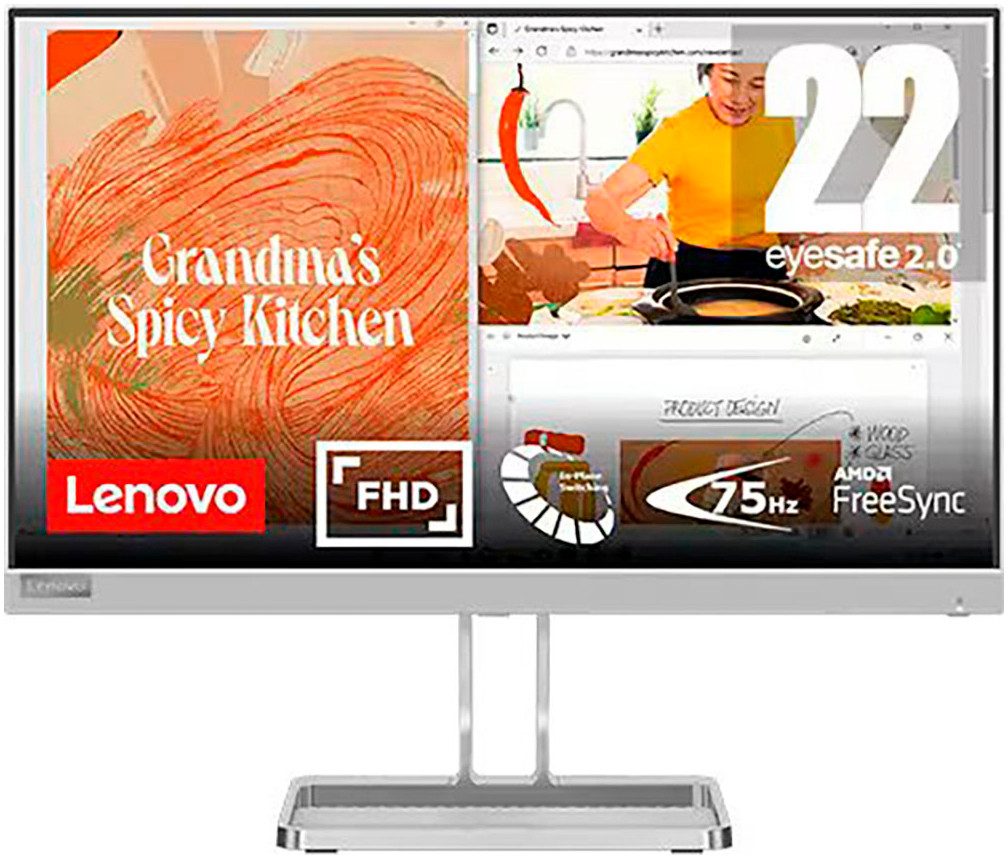 Lenovo L22i-40 LED-Monitor (55 cm/22 ", 1920 x 1080 px, Full HD, 4 ms Reaktionszeit, 75 Hz, IPS-LED)