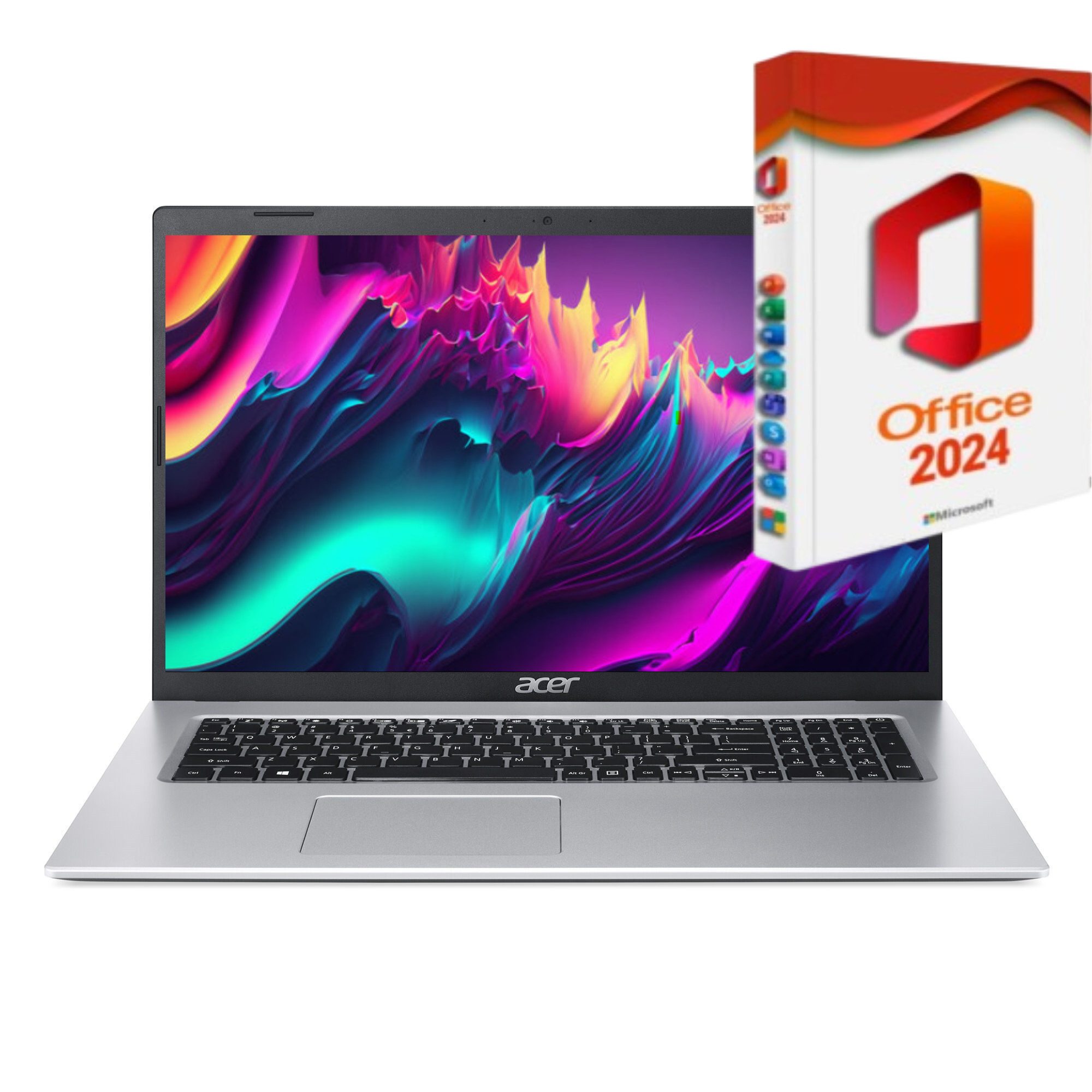 Acer A317-54-Core-i3, 2 SSD Festplatten Notebook (39 cm/17.3 Zoll, Intel Core i3 1215U, Intel UHD Grafik, 1000 GB HDD, 512 GB SSD, MS Windows 11 Pro + MS Office 2024 Pro, RJ-45 LAN)