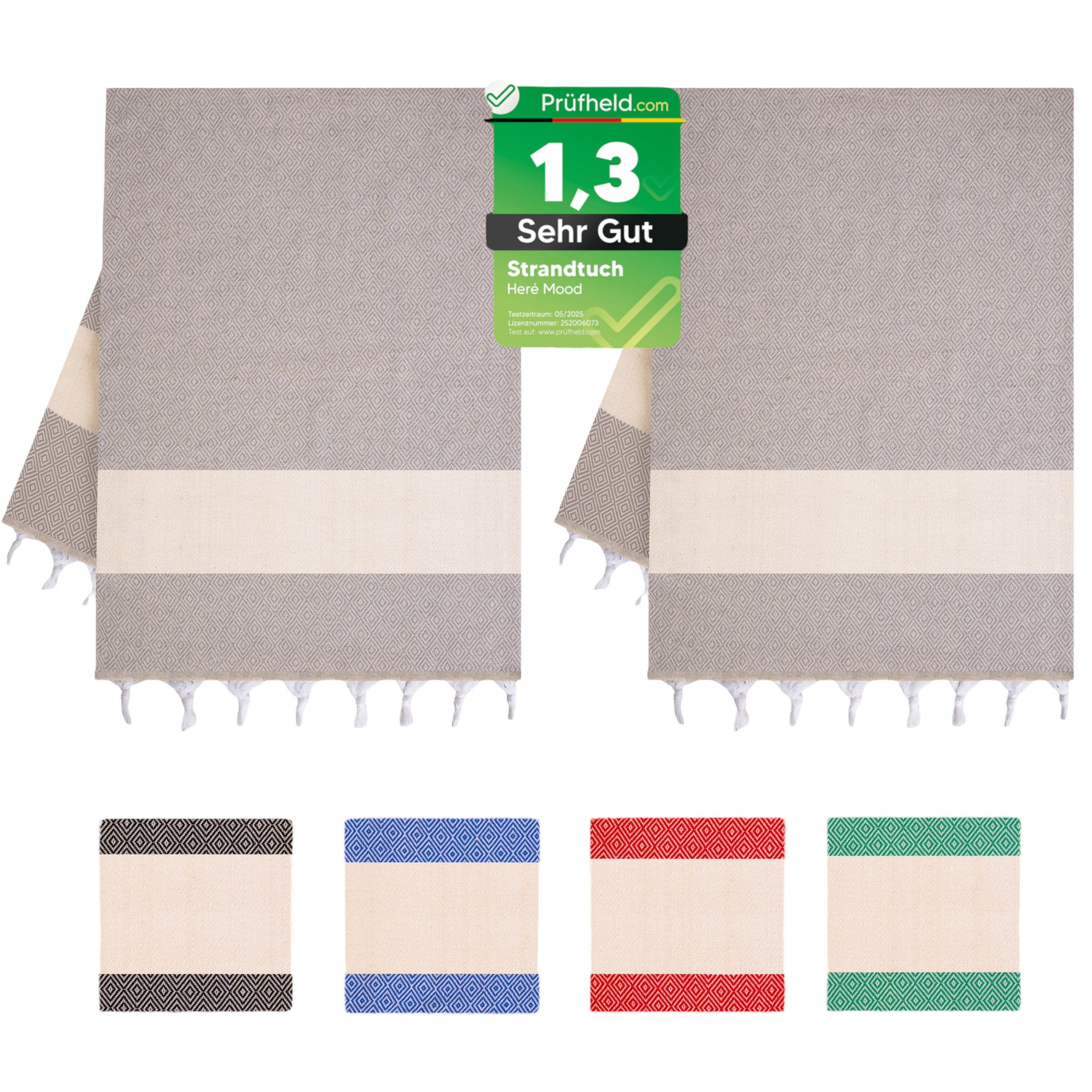 herémood Strandtuch Luxuriöses Hamamtuch, großes Handtuch, 100x180 cm, (2-St), schnelltrocknendes & saugstarkes Saunatuch in beige