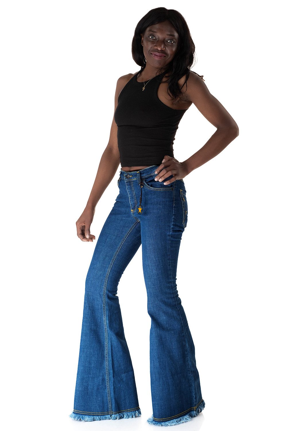 Comycom Schlagjeans Damen STAR EASY FRINGS mit Fransen