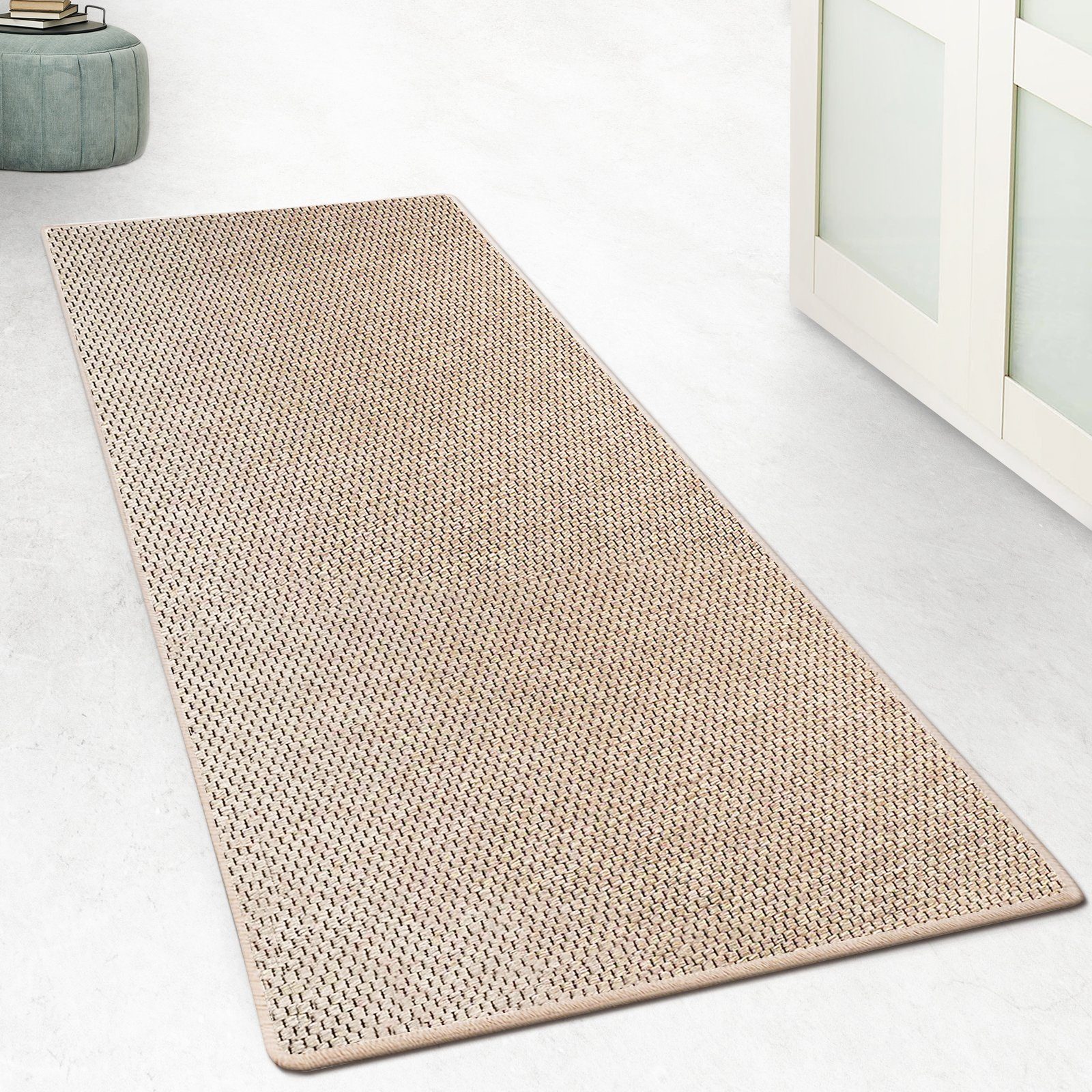 Floordirekt Läufer Kalkutta, Teppichläufer, Flur Sisal Läufer als Teppich, rechteckig, Höhe: 5 mm, für Küche, Schlafzimmer oder Wohnzimmer geeignet, bis zu 2000cm Länge