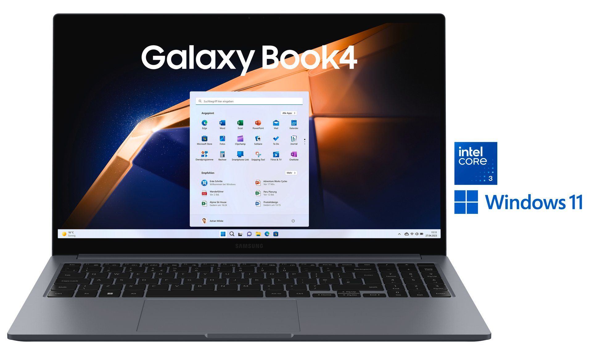 Samsung Galaxy Book4 15,6'' (NP750X) Core i3 8GB 256GB Notebook (39,6 cm/15,6 Zoll, Intel Core i3, Intel Graphics, 256 GB SSD)