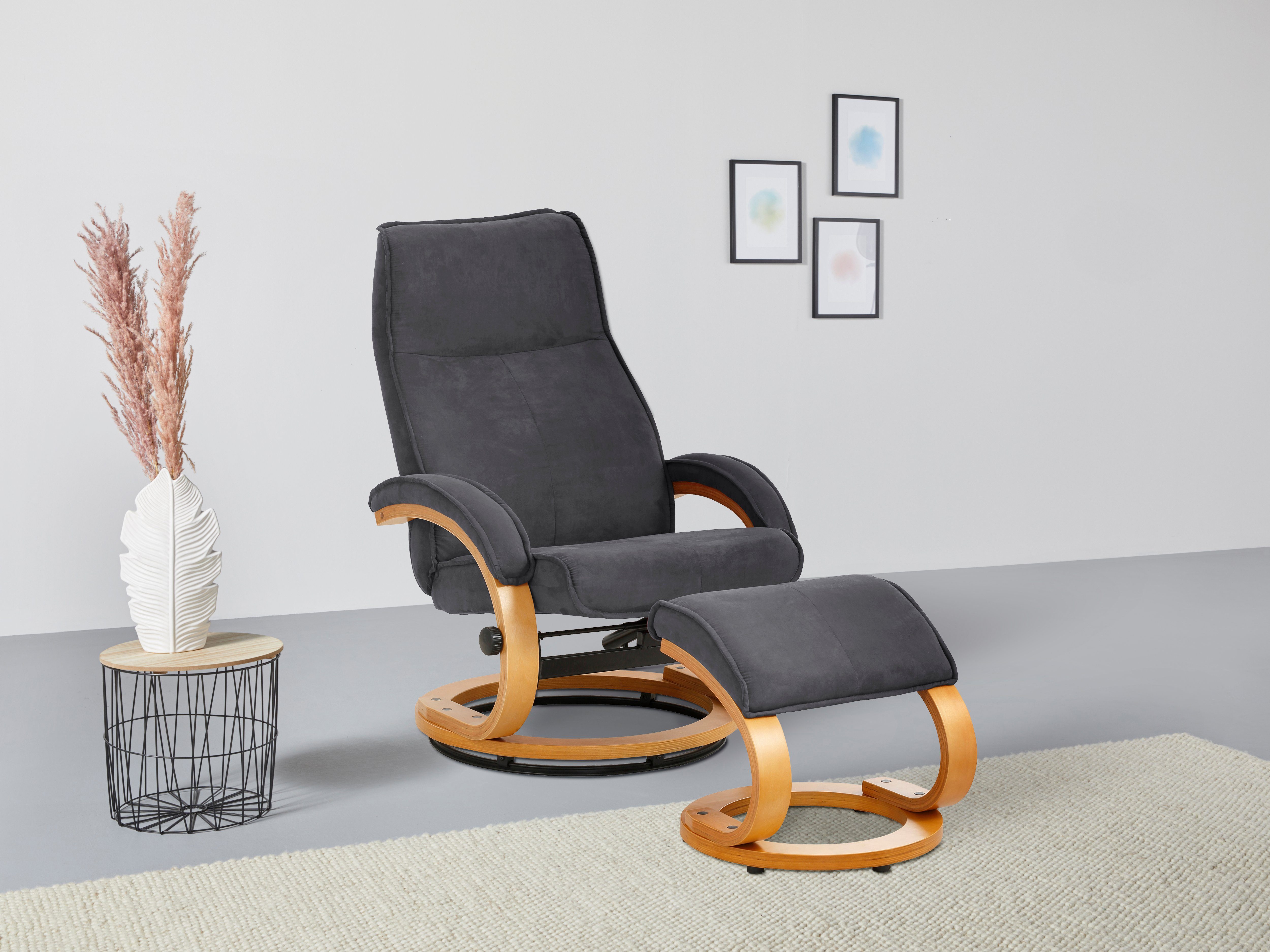 Home affaire Relaxsessel Paris, TV-Sessel mit Hocker und manueller Liegefunktion (Set, 2-St., bestehend aus Sessel und Hocker), Set (Sessel und Hocker), Dreh- und Kippfunktion