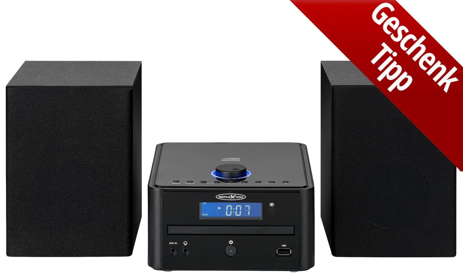 Reflexion HIF79FM Microanlage (UKW, USB, MP3/CD, und Bluetooth, 32,00 W, Alarm, Uhr, Sleep-Funktion)