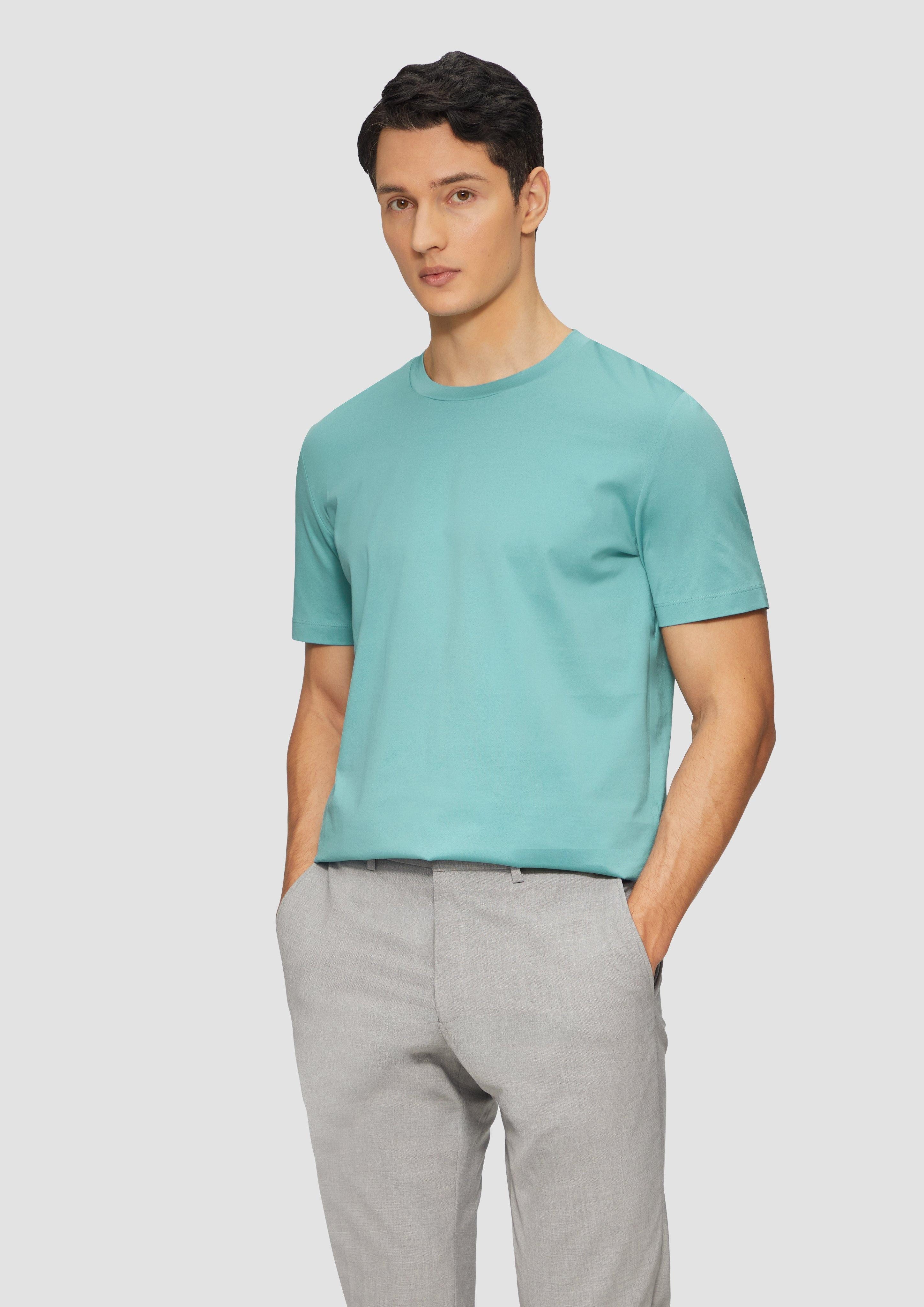 s.Oliver BLACK LABEL Kurzarmshirt T-Shirt mit Crew Neck aus mercerisiertem Baumwolljersey