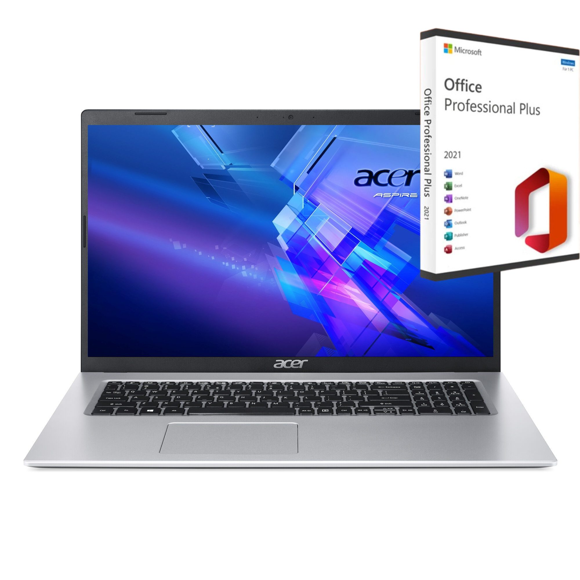 Acer A317-54-Core-i3 Notebook (39 cm/15.6 Zoll, Intel Core i3 1215U, Intel UHD Grafik, 512 GB SSD, MS Windows 11 Pro + MS Office 2021 Pro, RJ-45 LAN)
