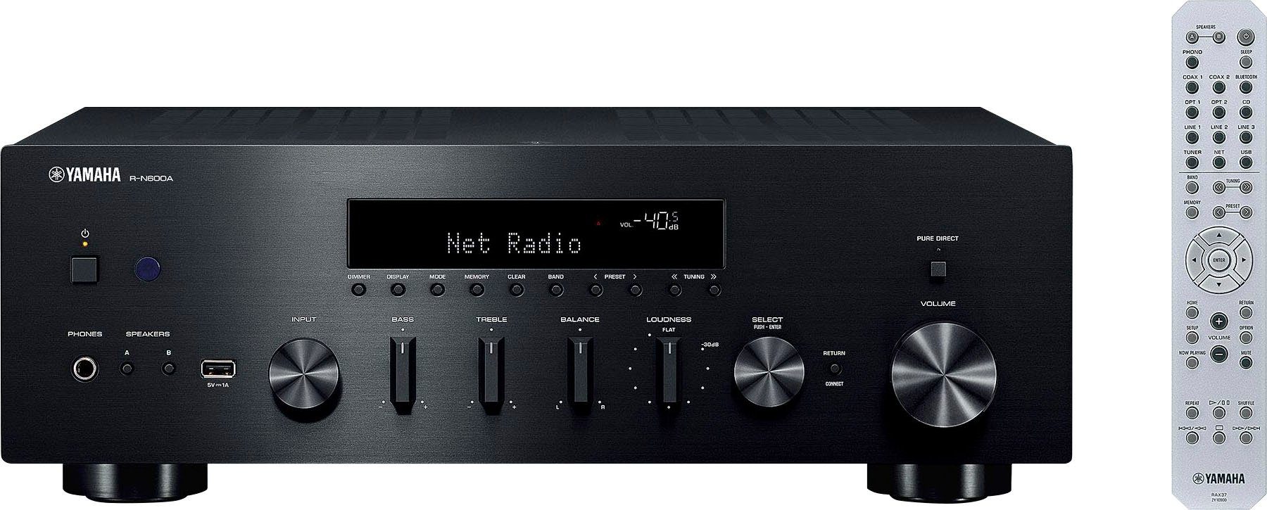 Yamaha R-N600A Netzwerk-Receiver (Bluetooth, LAN (Ethernet), (WLAN, Spotify, Amazon Music, Phono, MusicCast, TV)
