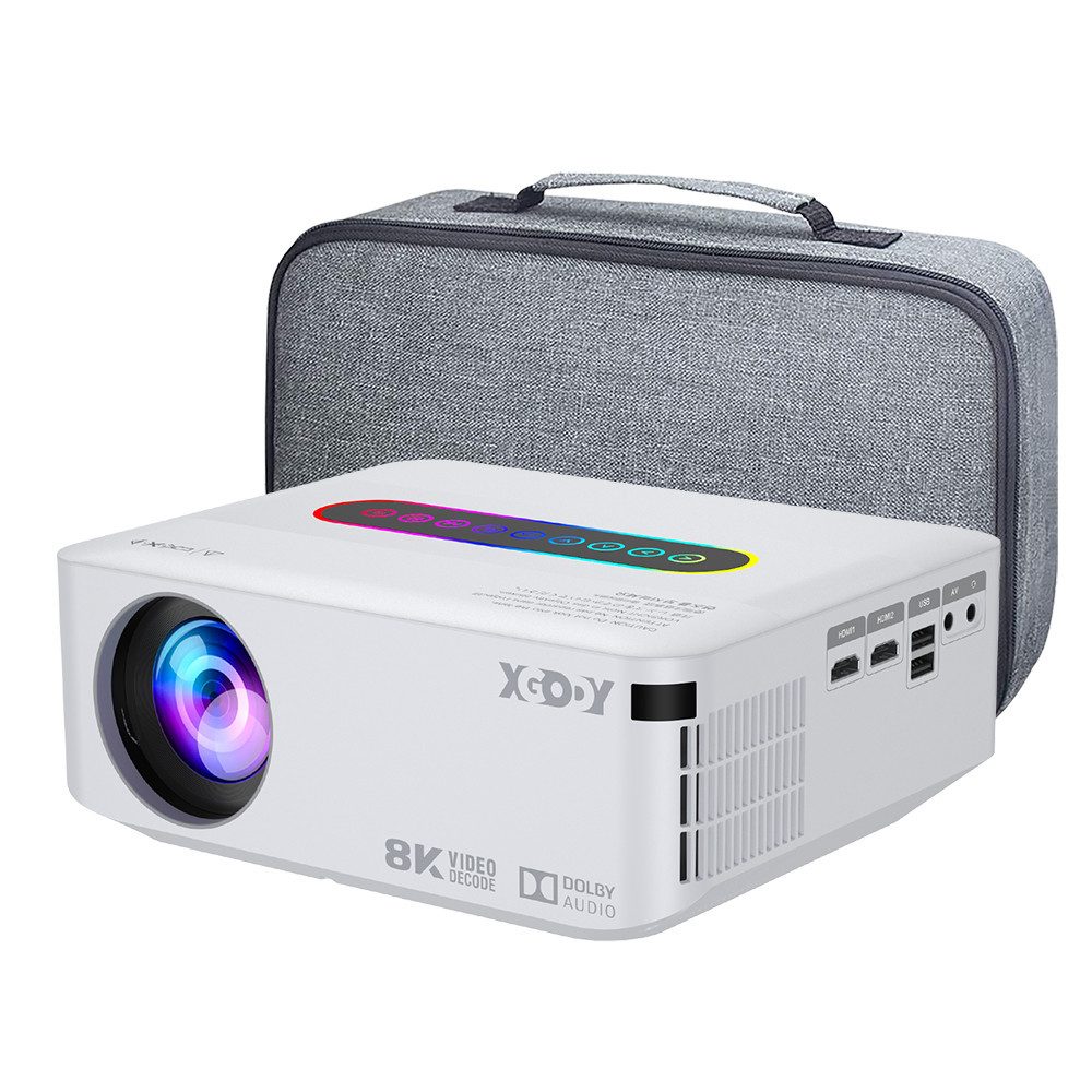 XGODY X1 LCD-Beamer (15000:1, 3840×2160 px, Native 1080P Android Projektor, 5G WiFi, Projektionsgröße 35-200 Zoll)