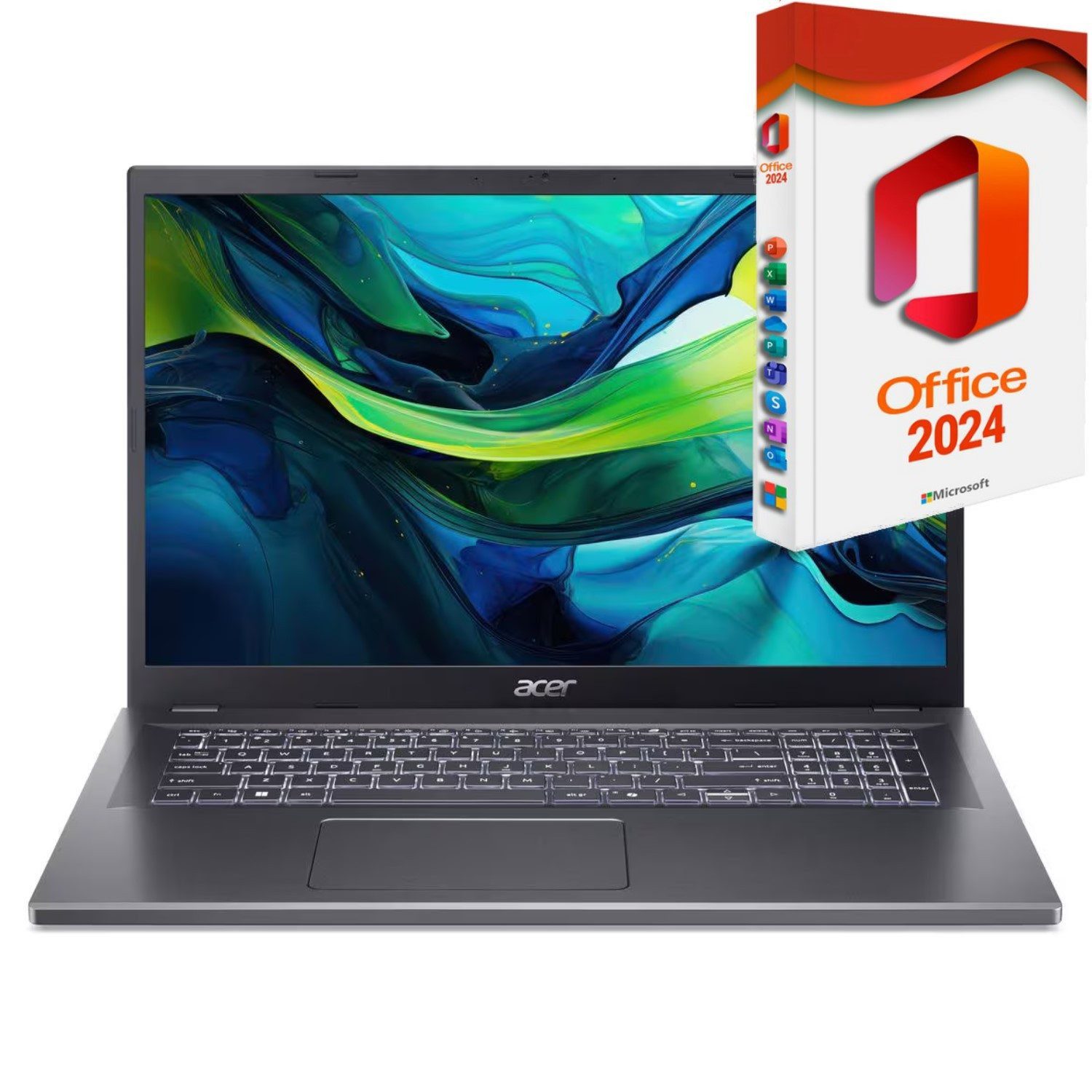 Acer Aspire A17-51, 32GB RAM, Intel Core 7-150U, Gaming-Notebook (44,00 cm/17.3 Zoll, Intel Core i7 150U, Nvidia GeForce, 500 GB SSD, Windows 11 Pro 64Bit + MS Office 2024 Pro, Beleuchtete Tastatur)